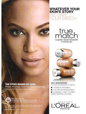 Beyonce L'Oreal True Match 2013 celebrity endorsement ads
