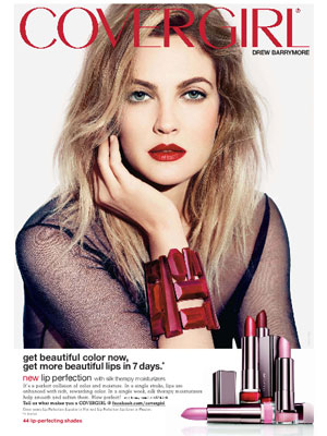 Drew Barrymore CoverGirl makeup beauty celebrity endorsements
