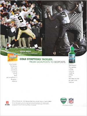 Drew Brees for Nyquil celebrity endorsement ads