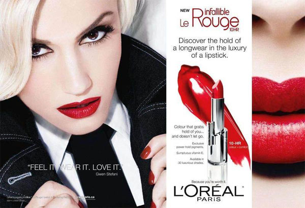 Gwen Stefani L'Oreal celebrity endorsements beauty ads