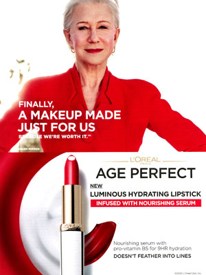 Helen Mirren L'Oreal ad Age Perfect Lipstick