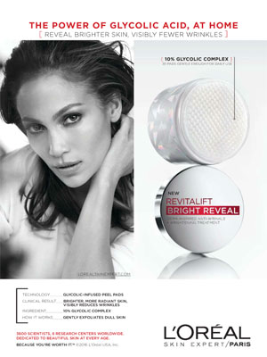 Jennifer Lopez for L'Oreal celebrity beauty ads