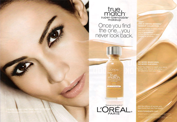 Jennifer Lopez L'Oreal makeup celebrity endorsement ads