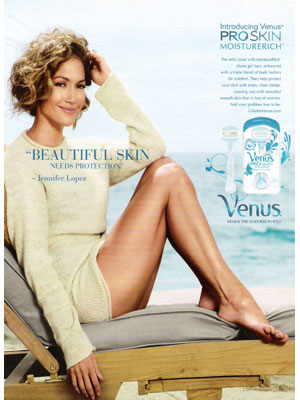 Jennifer Lopez Gillette Venus celebrity endorsement ads