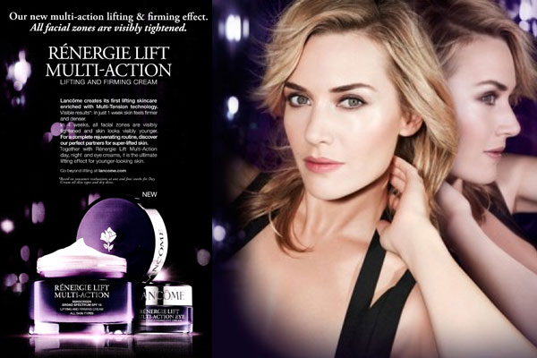 Kate Winslet Lancome Renergie Lift Multi-Action celebrity endorsement ads