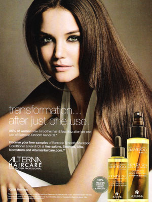 Katie Holmes Alterna Haircare celebrity endorsement ads