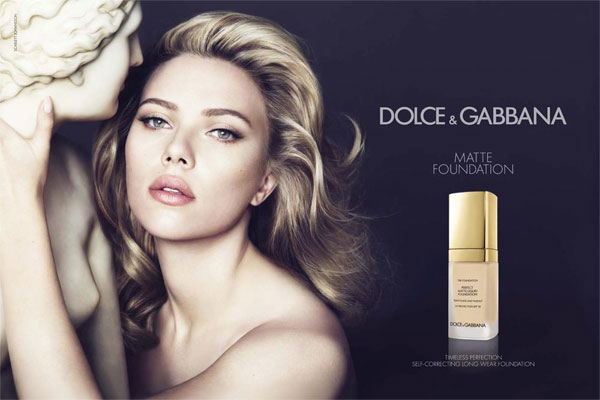 Scarlett Johansson Dolce & Gabbana Matte Foundation celebrity endorsement ads