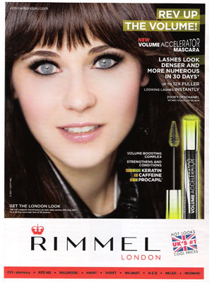 Zooey Deschanel Rimmel London makeup celebrity endorsement ads